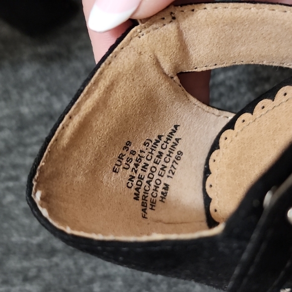 H @ M  Women heels platform shoes black suade - Picture 4 of 5